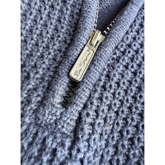 Ben Sherman Quarter-Zip Oversized Sweater Knit Ribbed Long Sleeve Navy Men's L - Picture 5 of 7